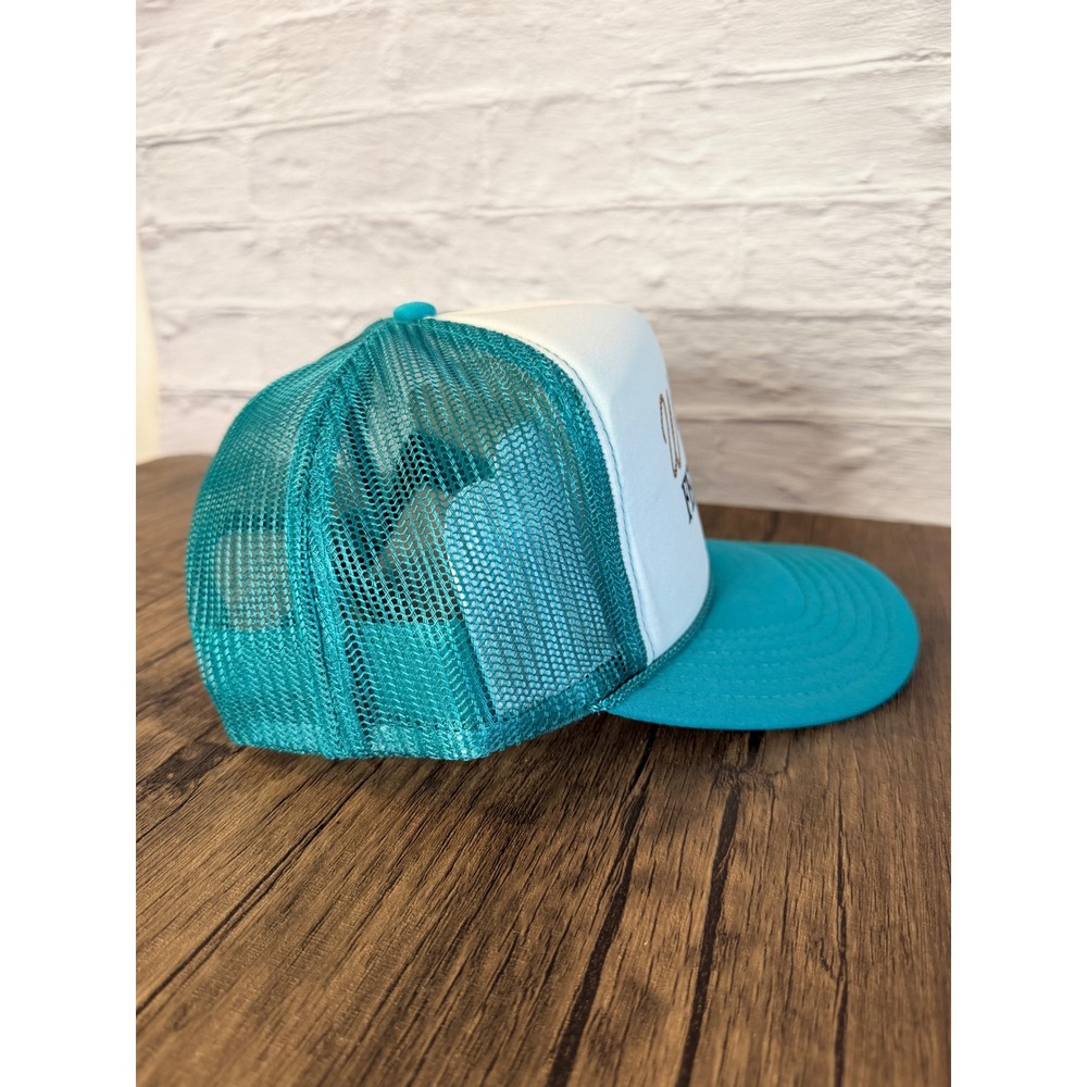 Wranglin Feral Kids Trucker Hat Teal White Mesh Snapback Western Funny Cap - Picture 4 of 4
